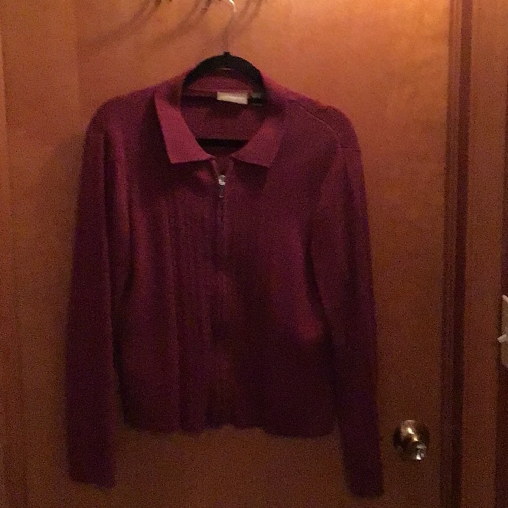 $5 2/5 3/6 4/7 Croft and Barrow Burgundy sweater Jacket Petite Large